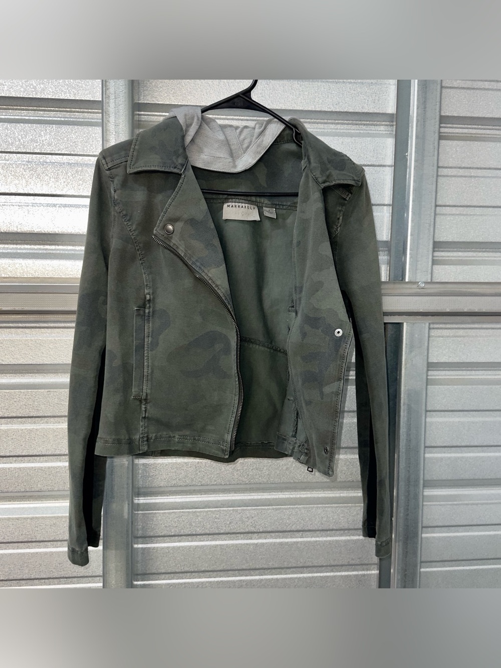 Marrakech Anthropology Jacket Women S Camo Green RR90187HD-C Removable Hood Moto